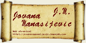 Jovana Manasijević vizit kartica